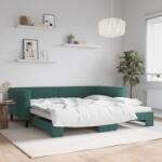 vidaXL sötétzöld kihúzható bársony heverő 100 x 200 cm (3197780)