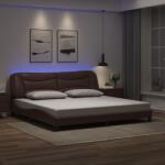 vidaXL barna műbőr ágykeret LED-világítással 200 x 200 cm (3213957)