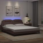 vidaXL barna műbőr ágykeret LED-világítással 180 x 200 cm (3214038)
