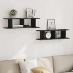 vidaXL 2 db fekete tölgyszínű szerelt fa fali polc 75 x 18 x 20 cm (862060)