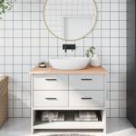 vidaXL kezeletlen tömör fa fürdőszobai pult 100 x 50 x 2 cm (3156035)