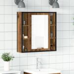 vidaXL antik fa szerelt fa fürdőszobai tükör 60 x 16 x 60 cm (862226)