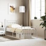 vidaXL fehér fém ágykeret fej- és lábtámlával 80x200 cm (353595)