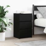 vidaXL 2 db fekete éjjeliszekrények 3 fiókkal 39x35x65 cm (861340)