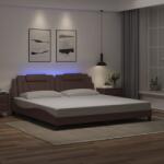 vidaXL barna műbőr ágykeret LED-világítással 200 x 200 cm (3214045)