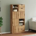 vidaXL 4 db tömörfa fenyőfa oldalsó szekrény ODDA 40x24x79 cm (3365348) - vidaxl