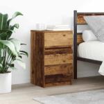 vidaXL 2 db antik fa éjjeliszekrények 3 fiókkal 39x35x65 cm (861352)