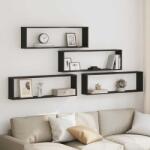 vidaXL 4 db fekete tölgyszínű szerelt fa fali kockapolc 100x15x30 cm (862059) - vidaxl