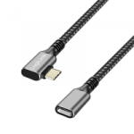 LogiLink USB 3.2 Gen2 Type-C kábel, C/M 90 - USB-C/F, PD, AV, alu, fekete/szürke, 0, 5 m (CUA0110)