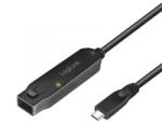 LogiLink USB 3.2 Gen2 kábel, USB-C/M-USB-C/F, erősítő, fekete, 5 m (UA0418) (UA0418) - aqua