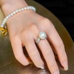  Cirque de Luxe - Aranyozott ezüst gyöngy gyűrű cirkónia díszítéssel (lb-gp-rng-prl-20)