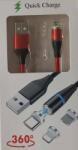 PremiumCord Magnetic microUSB and USB-C Charging Cable Red 1 m USB kábel (KU2M1FGR)