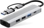 Tech-Protect HB03 HUB adapter - 5in1 porttal, Type-C / 3x USB / Type-C (USB-C) / RJ45 / PD100W szürke adapter