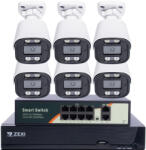  5MP H. 265 IP POE SWITCH 6db-os Bullet 2.8mm Kamerás Biztonsági Rendszer IP66 Vízálló Éjjeli látás Hangrögzítés AI észlelés XmEye Pro App Távoli hozzáférés
