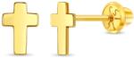 Bebe Gold Cercei din Aur 14K pentru Copii - Cruce Clasica, inchidere cu Filet si Protectie