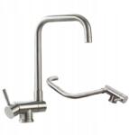 Granitan Ezüst Színű, Összecsukható, Forgatható Konyhai Csaptelep Beépített Perlátorral (BATERIA KUCHENNA)