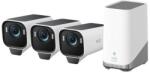 Anker Sistem supraveghere video wireless eufyCam S3 Pro, 4K, BionicMind , MaxColor Vision, Panou Solar integrat, Homebase 3 + 3 camere video eufyCam S3 (Alb/Gri) (T88933W1)