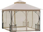 Outsunny kerti pavilon dupla fém és poliészter tetővel, bézs, 3x3m