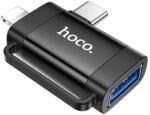 hoco. UA31F adapter 2in1 (USB aljzat - Type-C/lightning, OTG, adatátvitel és töltés) FEKETE UA31F_B (UA31F_B)