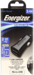 Energizer autós töltő, 3, 4A, 2 USB, Micro USB kábellel, fekete