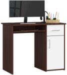 AKORD Számítógépasztal Wenge Fehér, Íróasztal 90cm, 1 Fiókkal, 3 Polccal és Billentyűzet Tartóval (IP0PPINWENBIA001)