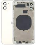  Apple iPhone 11 középső keret akkufedéllel, hátlappal, kamera lencsével fehér, Gyári Grade A