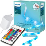 Philips LED szalagos RGB szalag, 30 m-es, szabályozható, többszínű Philips távirányító (8720169322554)