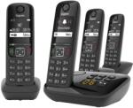 Gigaset AS690A Quattro - 4 telefoane DECT fara fir cu robot telefonic - afisaj de contrast usor de citit - sunet audio stralucitor - operare usoara - protectie impotriva apelurilor, negru [versiunea germana] 