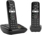 Gigaset AS690A Duo - 2 telefoane DECT fara fir cu robot telefonic - afisaj cu contrast ridicat - profiluri de sunet reglabile - functie hands-free - protectie impotriva apelurilor, negru [versiunea germana] (