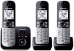 Panasonic Telefon fara fir Panasonic KX-TG6863GB cu 3 receptori si robot telefonic (blocati pana la 1.000 de numere de telefon, dimensiune clara a fontului, receptor puternic, apelare hands-free full-duplex) ne