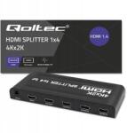 Qoltec Aktív HDMI elosztó, 4xHDMI, 4Kx2K, 3.4Gb/s, 3D, 4 kimenet (51798)