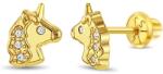 Bebe Gold Cercei din Aur 14K pentru Copii - Unicorn cu Pietre CZ, inchidere cu Filet si Protectie