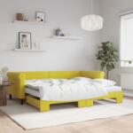 vidaXL sárga kihúzható bársony heverő matraccal 90 x 200 cm (3197800)