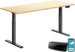 StableDesk Birou reglabil electric StableDesk Pro, 2 motoare, Ridica 125 kg, Organizator cabluri, Touchscreen, Aplicatie pentru Telefon, Cadru Negru mat, Blat Ma (SD-101-NE-D-ST-180x75)