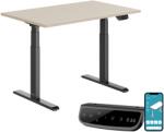 StableDesk Birou reglabil electric StableDesk Pro, 2 motoare, Ridica 125 kg, Organizator cabluri, Touchscreen, Aplicatie pentru Telefon, Cadru Negru mat, Blat Be (SD-101-NE-FM0624-120x75)