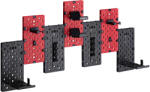 StableDesk Organizator de perete Pegboard si rafturi StableDesk, Suport Casti, Controller, Tastatura, Carti, Discuri si Cabluri, Modular, 7 piese, Negru / Rosu (SD-164-NERED)