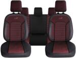 Panda Set Huse Scaune Auto pentru Audi Q8 - Panda Belek, material textil cu piele ecologica, cu fermoare pentru bancheta rabatabila, visiniu cu negru, 11 piese