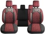 Panda Set Huse Scaune Auto pentru Volvo XC90 - Panda PSC02, material textil cu piele ecologica, cu fermoare pentru bancheta rabatabila, visiniu cu negru, 11 piese