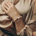  Brățară elegantă cu perle de cultură și închizătoare gravabilă din argint - Personalizabilă, pentru o viață (EMAb84)