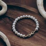  Brățară elegantă cu perle de cultură - Argint/Zirconiu, personalizabilă, placată cu aur opțional (EMAb83)