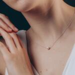  Colier din argint cu perlă plutitoare de 6 mm (EMAc109)