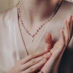  Colier din Argint cu Mărgele de Turmalină Naturală și Pandantiv Religios (EMAc107)