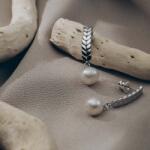  Cercei din Argint Lungi 22mm în Formă de Spic de Grâu cu Perlă Naturală - Eleganță Organică (EMA41)