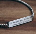 Evana Elegance Brățară din Argint Personalizată Mesaj Față/Verso, Lungime Ajustabilă (ELEGANCEDAMA01)