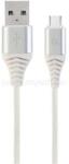 Gembird USB-C -> USB-A 2.0 M/M adatkábel 1m ezüst-fehér szövet borítás (CC-USB2B-AMCM-1M-BW2) (CC-USB2B-AMCM-1M-BW2)