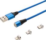 SAVIO 3 az 1-ben mágneses adatkábel, Lightning/Type-C/Micro-USB, 1 méter, kék (CL-154) (SAVIO CL-154)