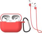 Cellect Airpods Pro szilikon tok, akasztó, zsinór, piros (AIRPODSP-3IN1CASE-R) (AIRPODSP-3IN1CASE-R)