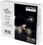 Entac Karácsonyi beltéri műanyag füzér, hópehely, 10 LED, meleg fehér, 1m (2x AA) (ECL-PSF2-10WW) (ECL-PSF2-10WW)