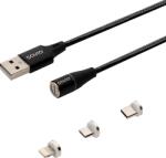 SAVIO 3 az 1-ben mágneses adatkábel, Lightning/Type-C/Micro-USB, 1 méter, fekete (CL-152) (SAVIO CL-152)
