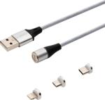 SAVIO 3 az 1-ben mágneses adatkábel, Lightning/Type-C/Micro-USB, 2 méter, ezüst (CL-156) (SAVIO CL-156)